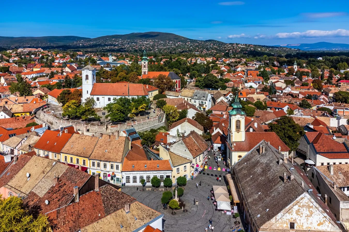 aerial view of szentendre hungary, one of the best day trips from budapest