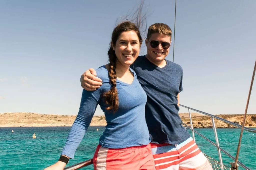 kate storm and jeremy storm on a boat in malta