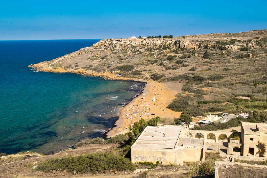 view of Calypso Caves from above, one of the best things to do in malta in september