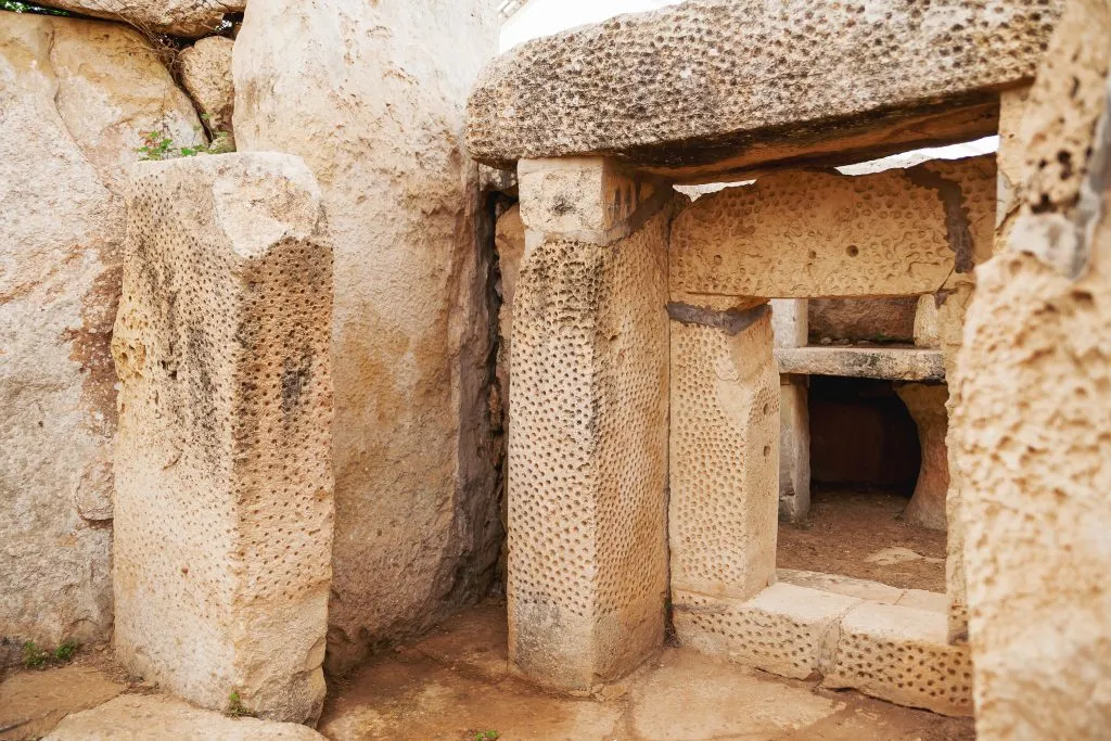 close up of Mnajdra temple in hagar qim temples malta