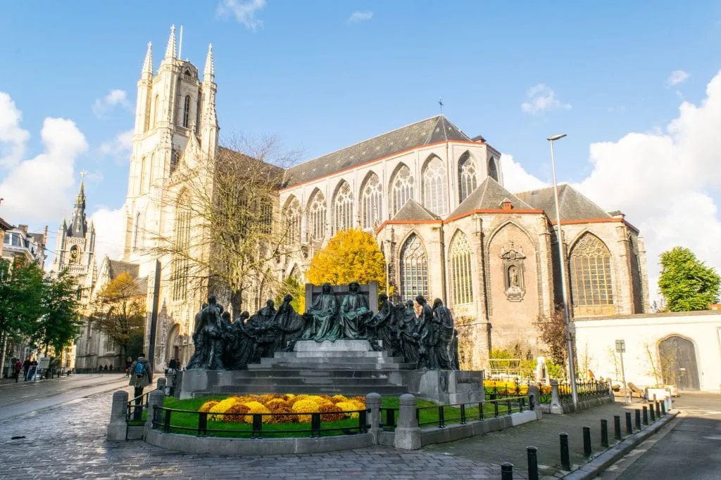 St Bavos Cathedral in Ghent Belgium visible from behind