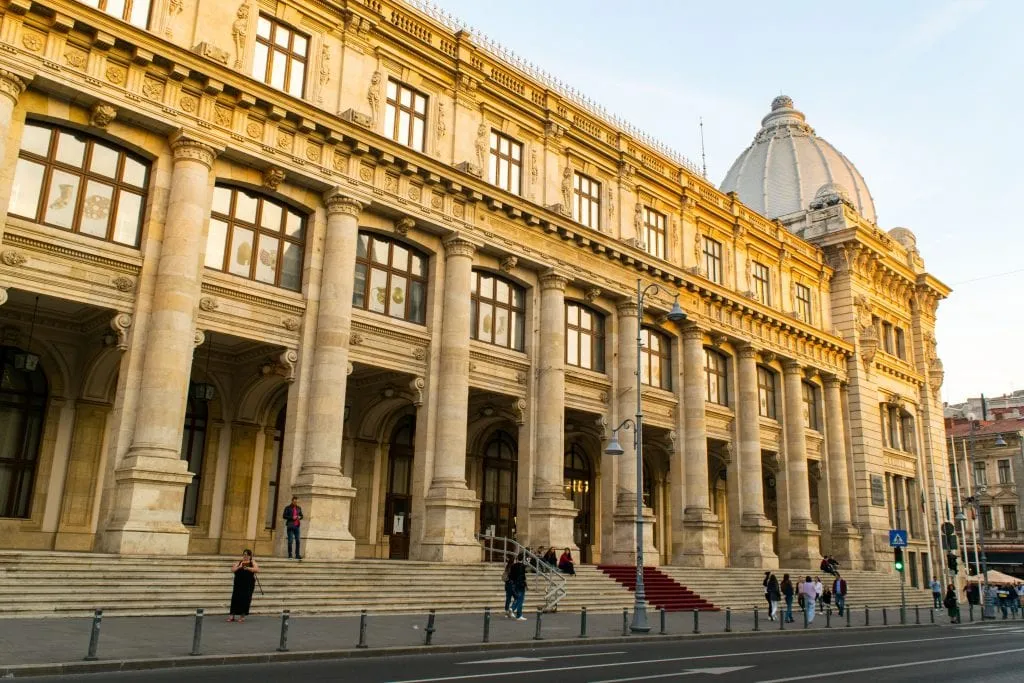 historic building in bucharest romania at golden hour