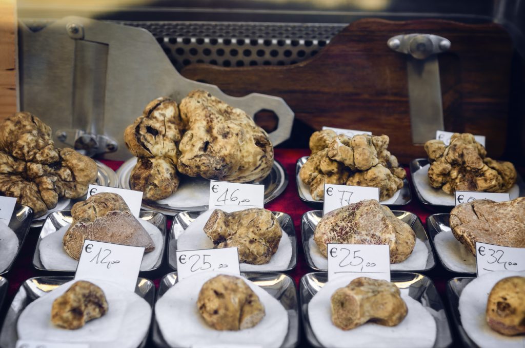 truffles for sale at a market in italy