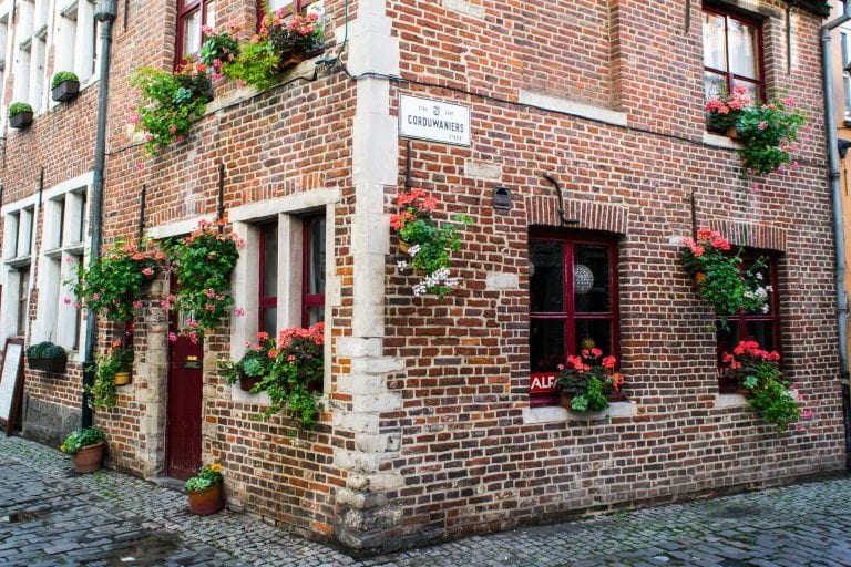 Patershol Building with flower boxes, as seen when exploring what to do in ghent belgium