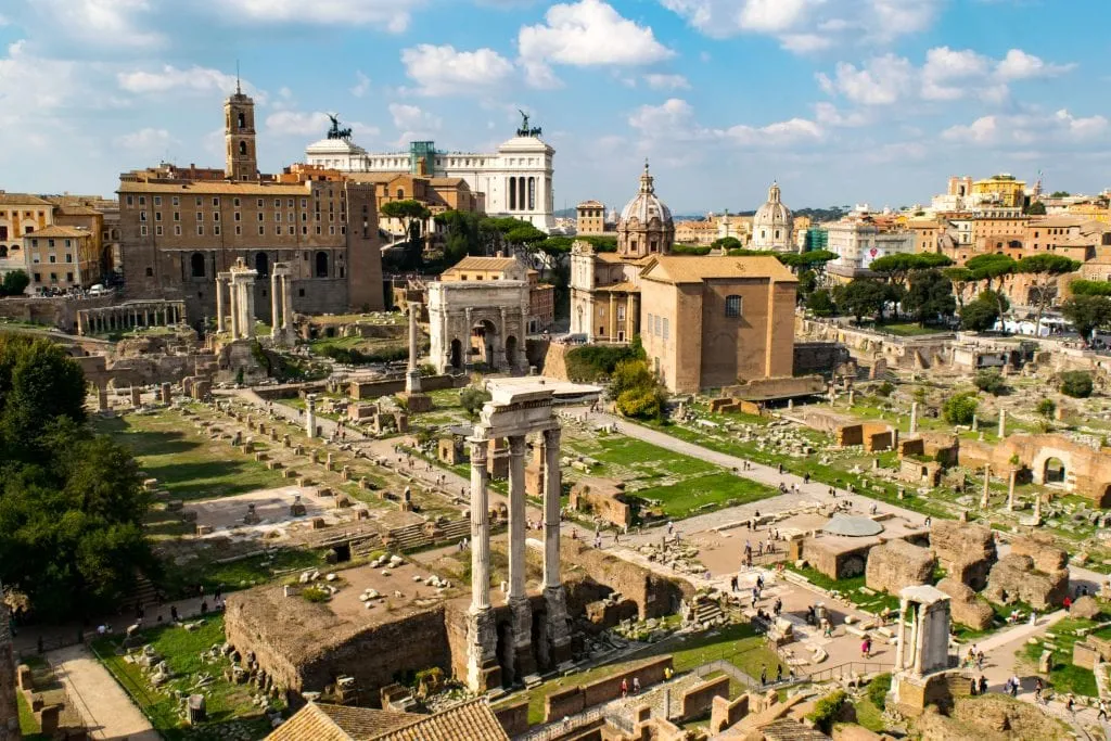 view of roman forum from above, a top attraction on a 2 day rome itinerary