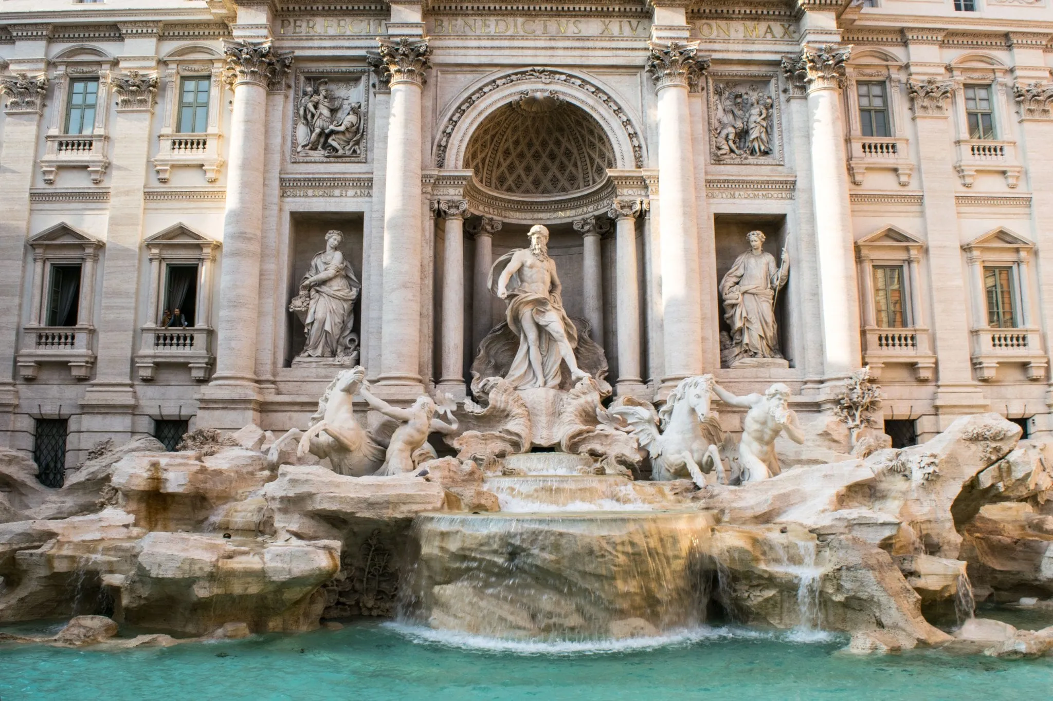 front facade of the trevi fountain, one of the best places to visit in rome in 2 days