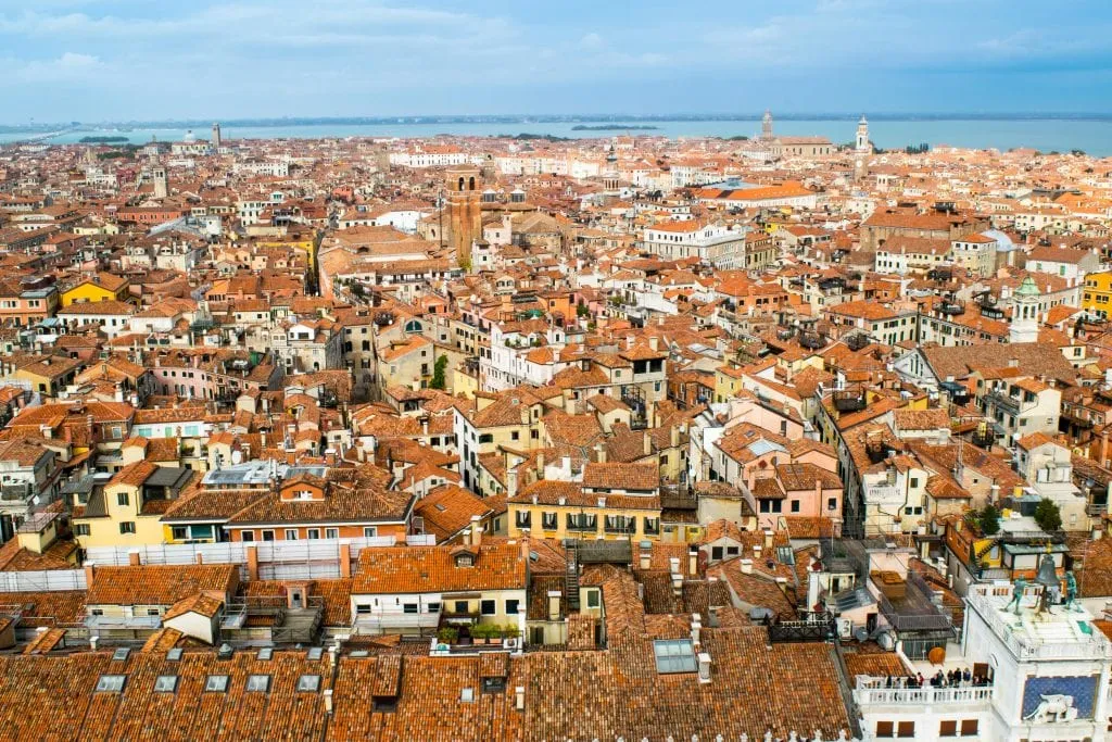 Photo of the city of Venice from above, taken from San Marco Campanile, during a visit to Venice in November.