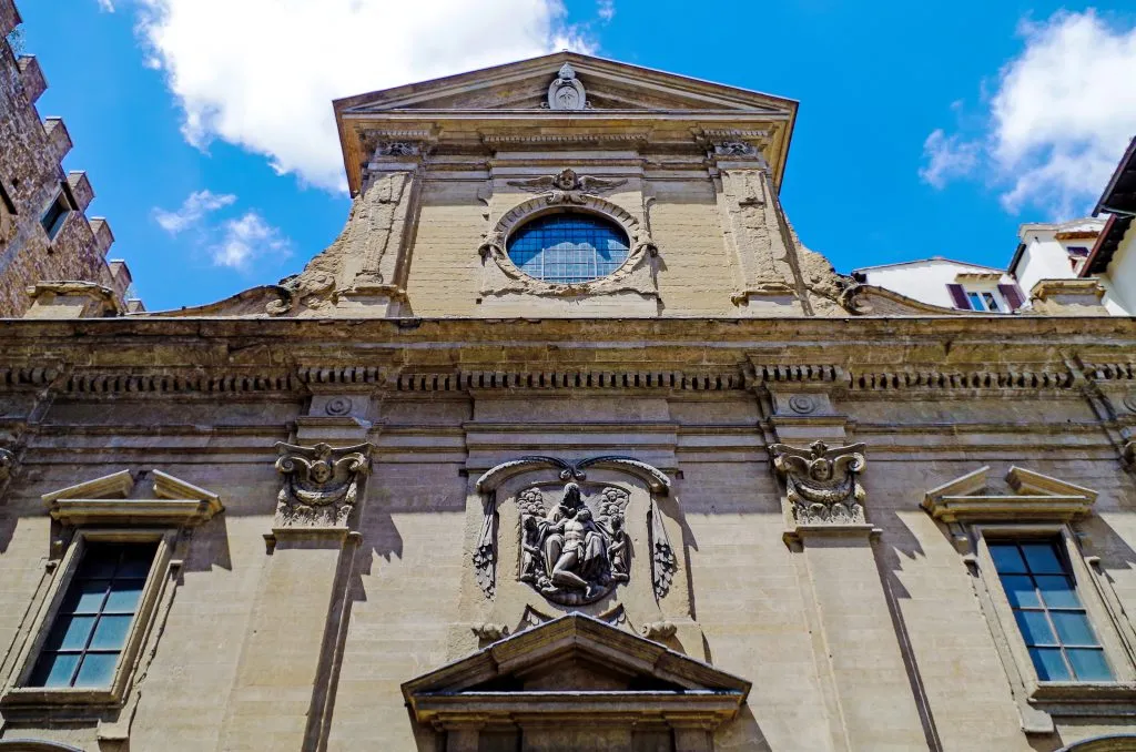 front facade of santa trinita church florence italy