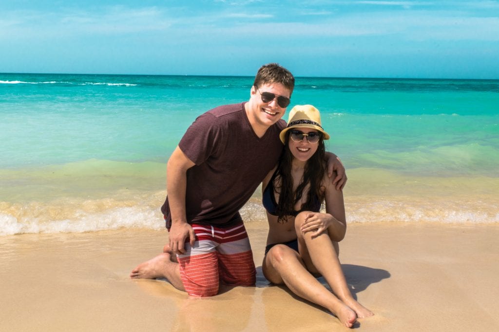 kate storm and jeremy storm on Playa Blanca, Isla Baru, Colombia