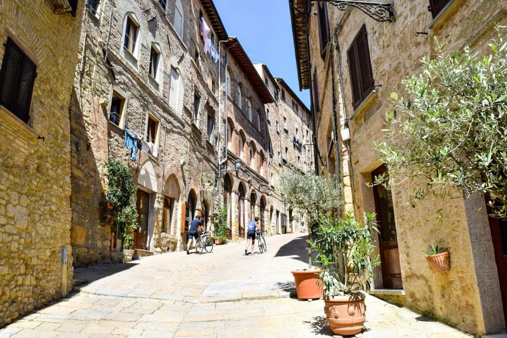 street sloping upward in volterra italy