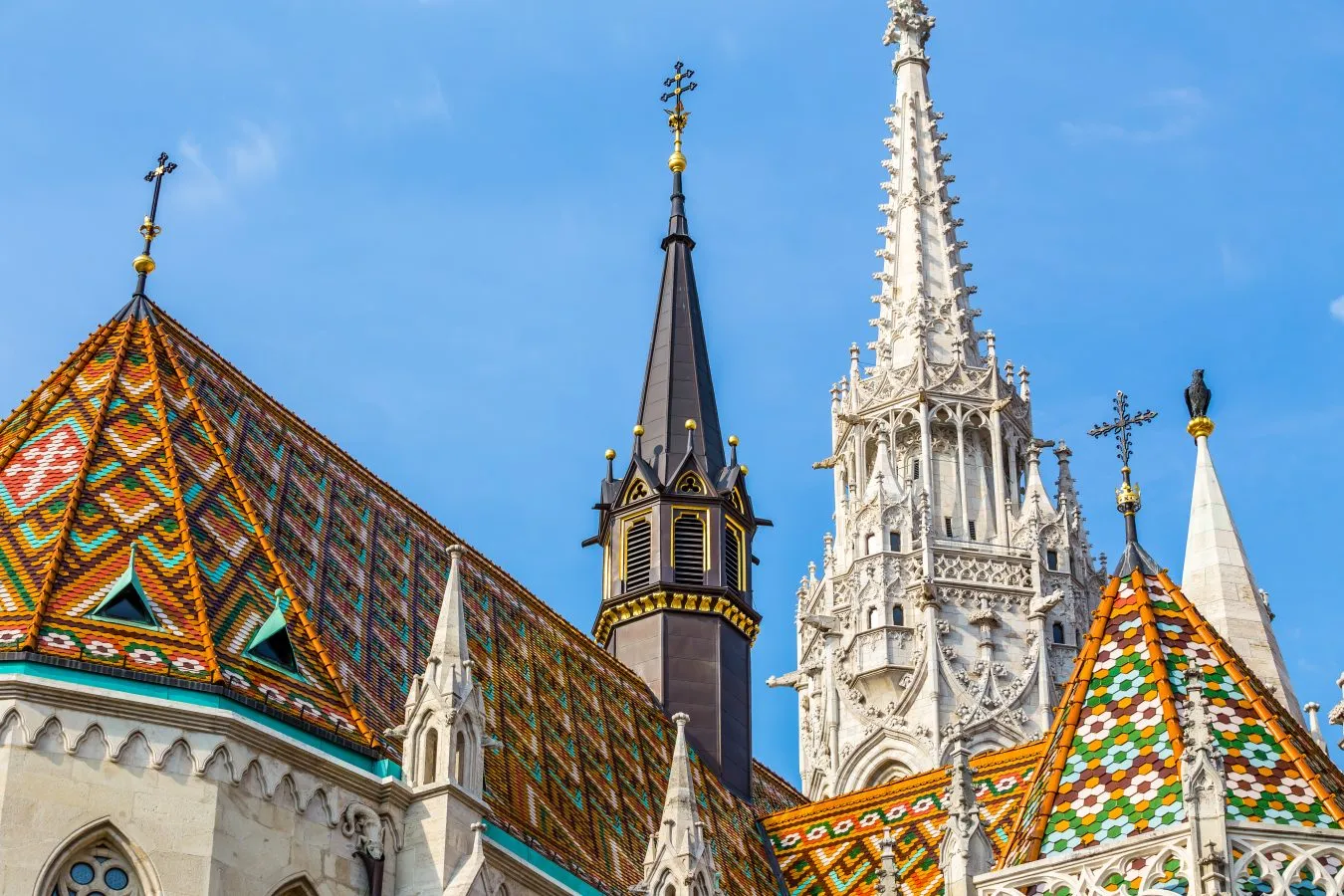 close up of colorful rooftop tiles of matthias church, one of the best places to visit with a few days in budapest hungary