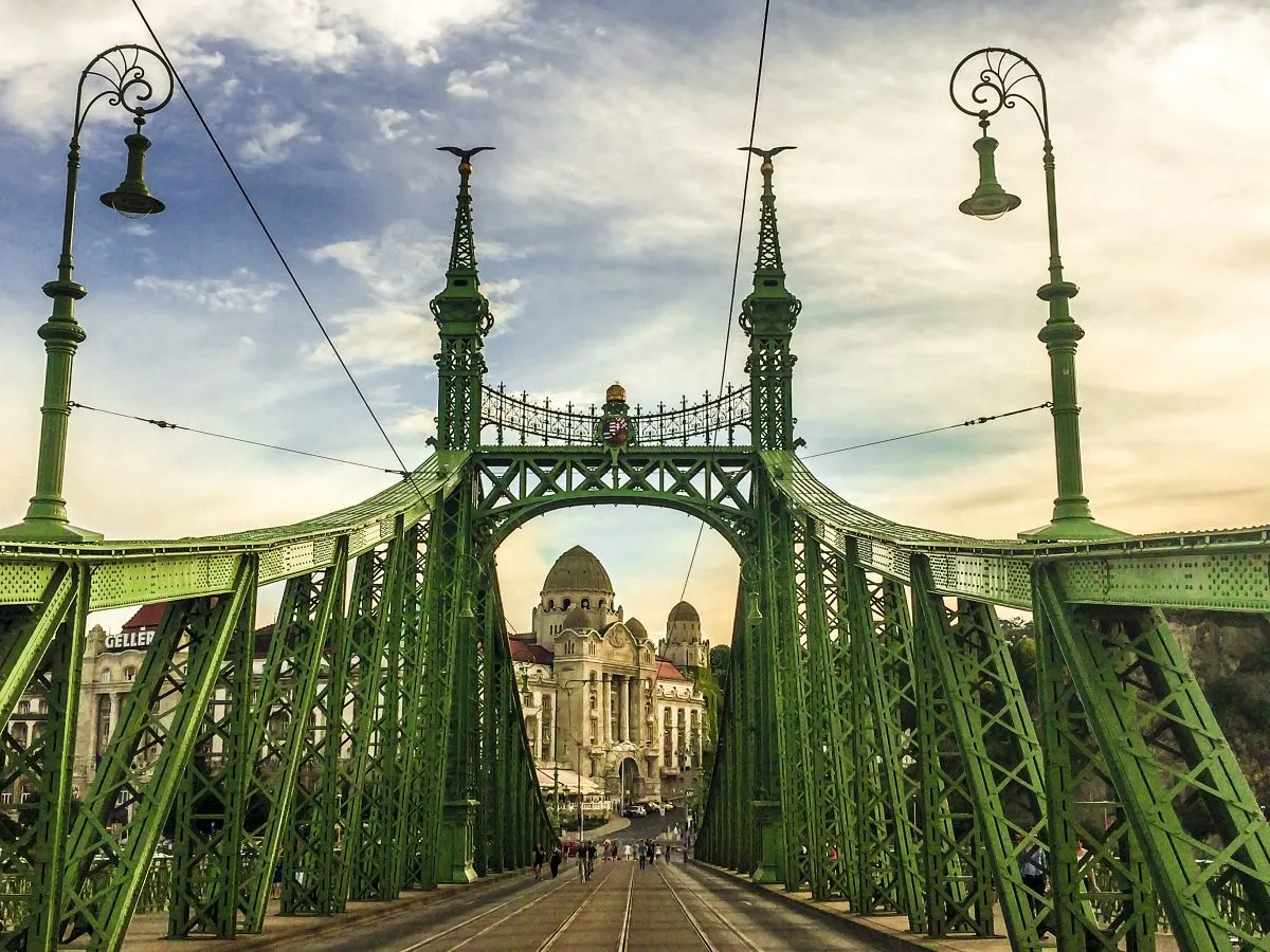 green iron liberty bridge in budapest, a fun stop on a itinerary budapest 3 days