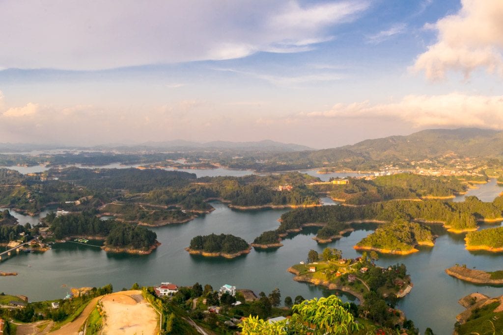 view of guatape from el penol, one of the best places to visit in colombia