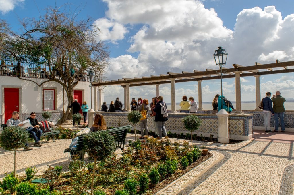 Miradouro de Santa Luzia on a sunny day, one of the best things to see with one day in Lisbon Portugal