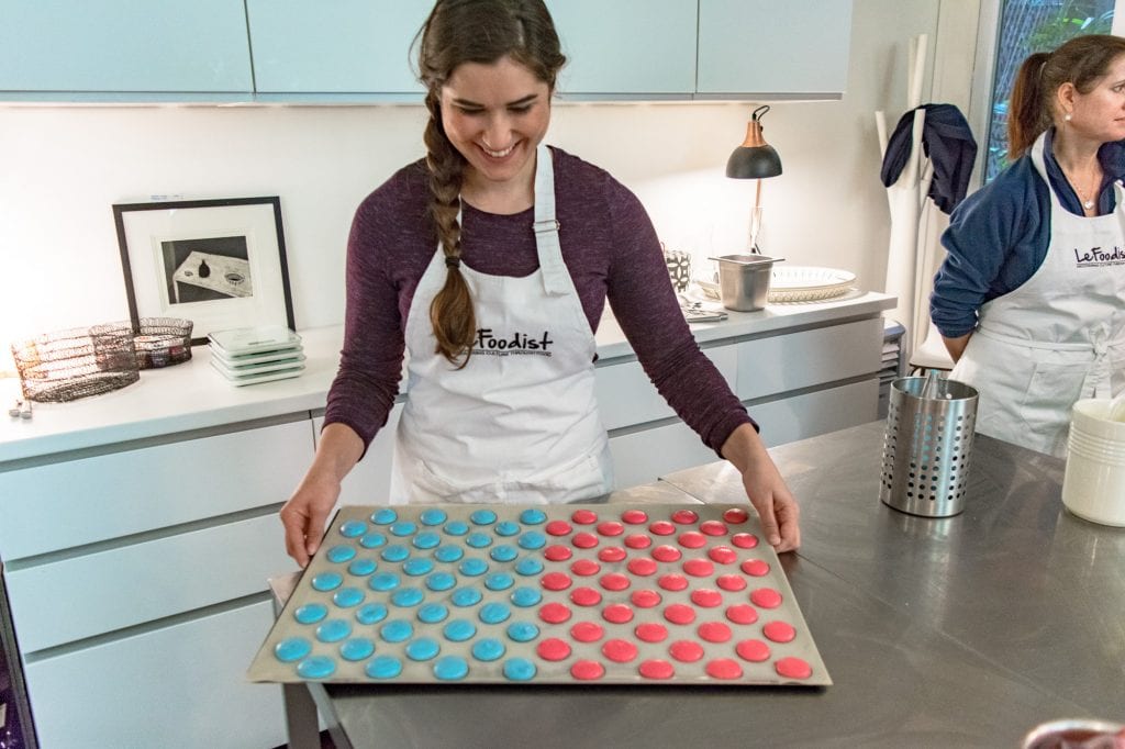 Girl baking macarons