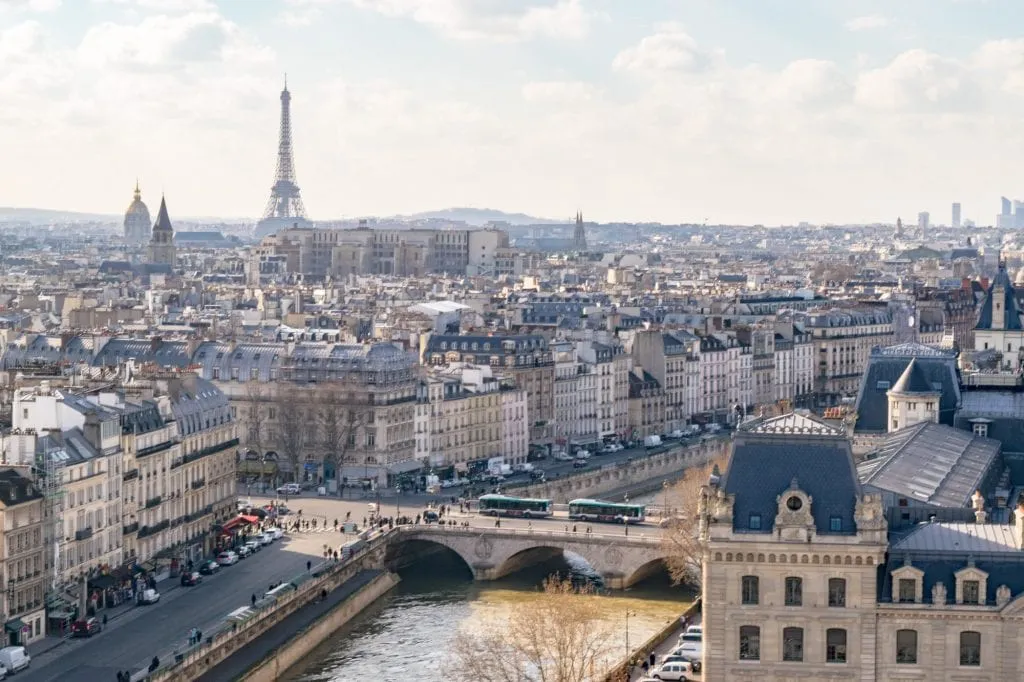 Paris in winter: view from Notre Dame