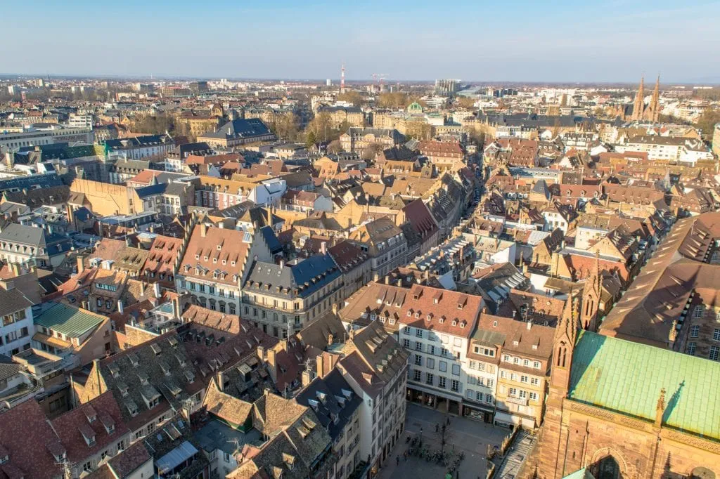 Views from Strasbourg Cathedral, one of the best things to see in Strasbourg France