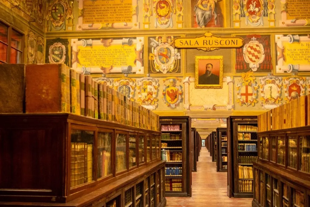 interior of Library of Archiginnasio belongs on list of what to do in bologna italy