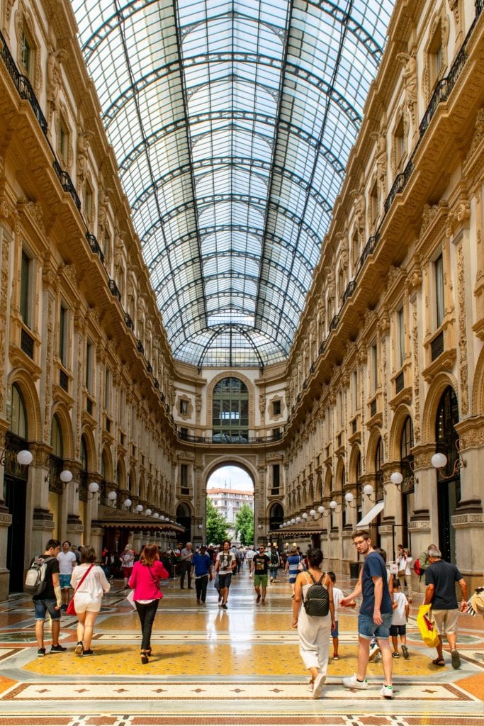 galleria vittorio emaunele II in milan as seen from entryway