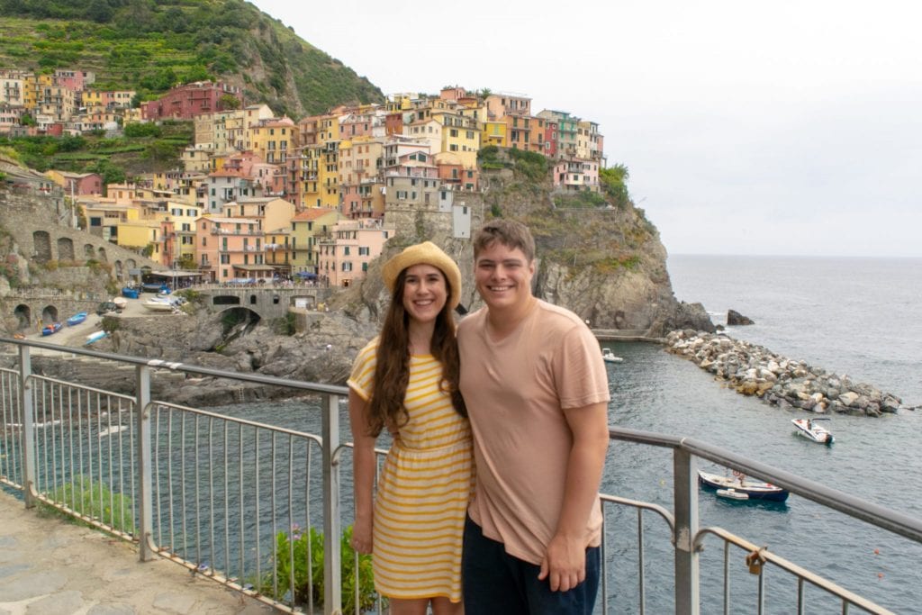kate storm and jeremy storm overlooking manarola cinque terre italy