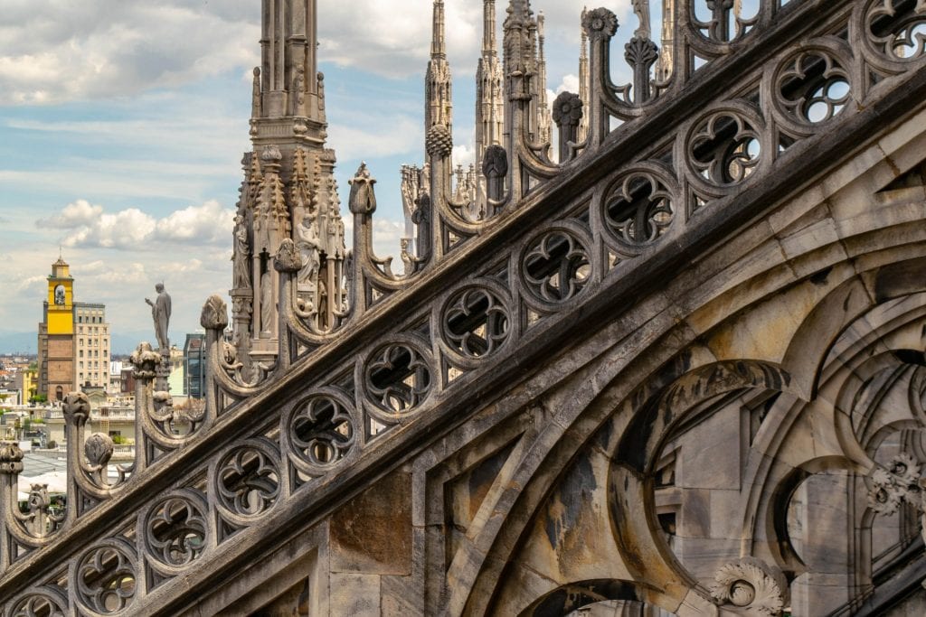 close up of milan rooftop terraces during a one day milan itinerary