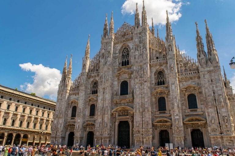 front facade of milan cathedral in piazza del duomo milan as seen one day in milan itinerary