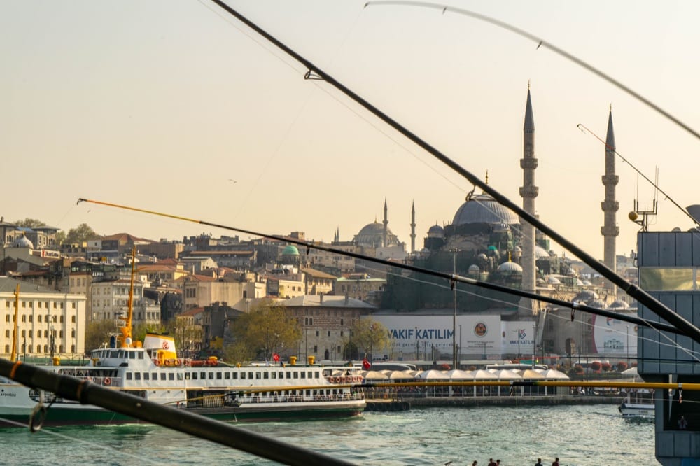 2 Days in Istanbul Itinerary: Fishing Poles on Galata Bridge
