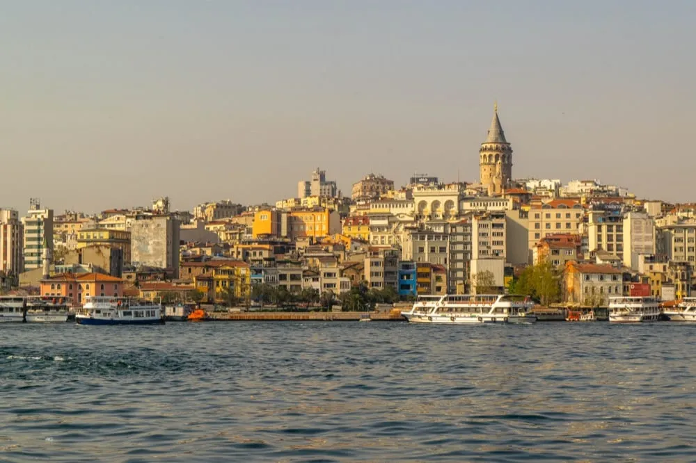 2 Days in Istanbul Itinerary: View of Galata Tower from Water