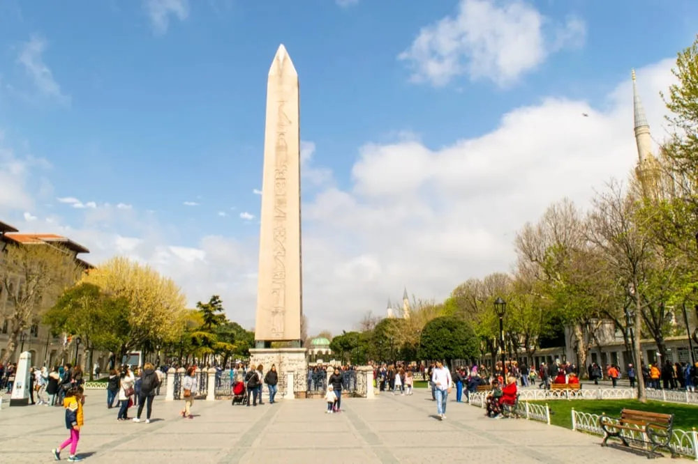 hippodrome and egyptian oblesik in istanbul turkey on a sunny day