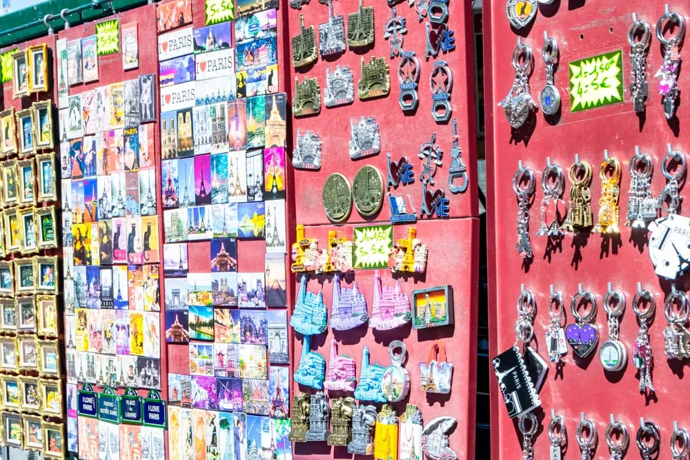 magnets for sale when shopping for souvenirs in paris france