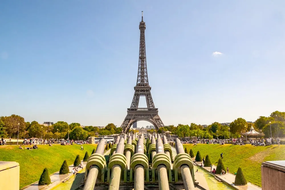 Eiffel Tower as seen from Trocadero--this view of Paris is completely free, no need to add it to your Paris travel budget