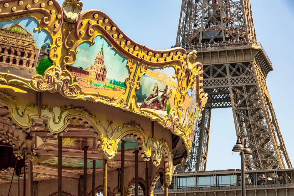 Paris in August: Eiffel Tower with Carousel