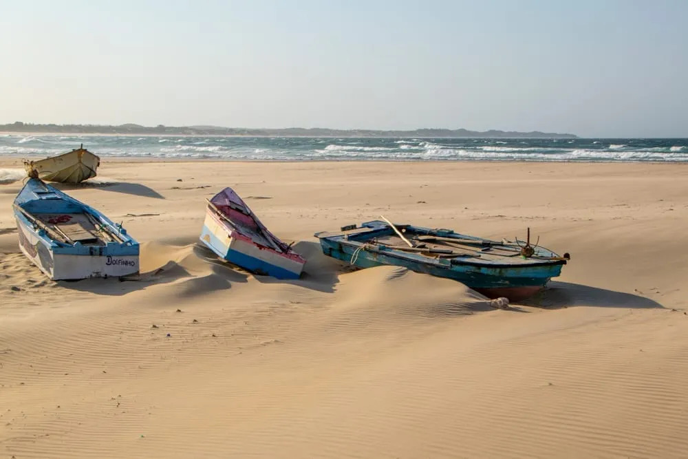 Tofo, Mozambique: Fishing Boats on Shore