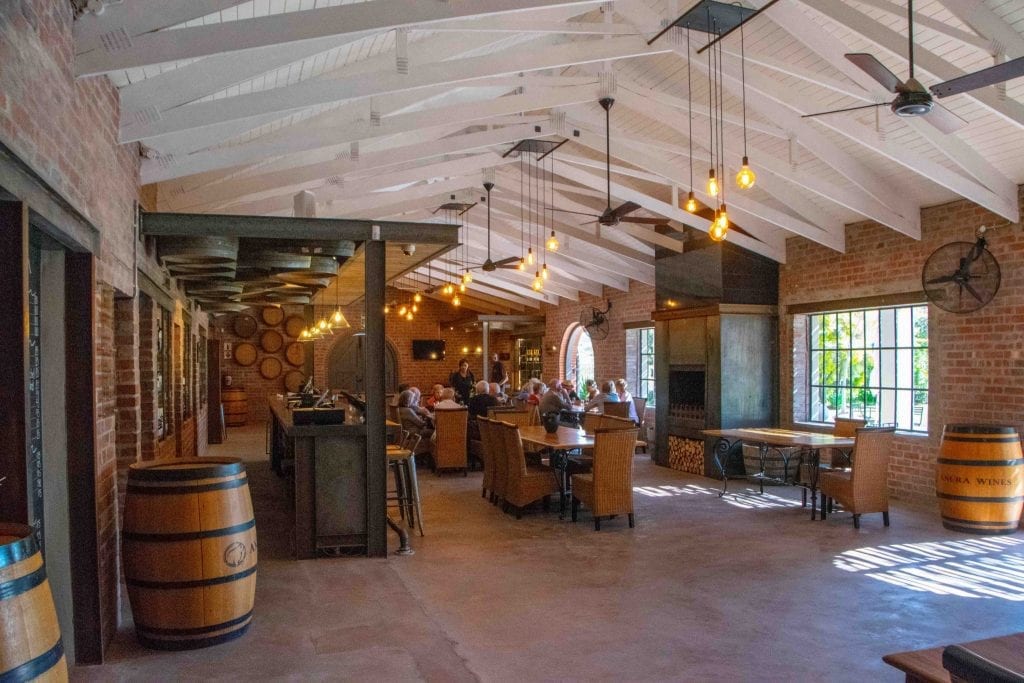 interior of a tasting room in cape winelands south africa