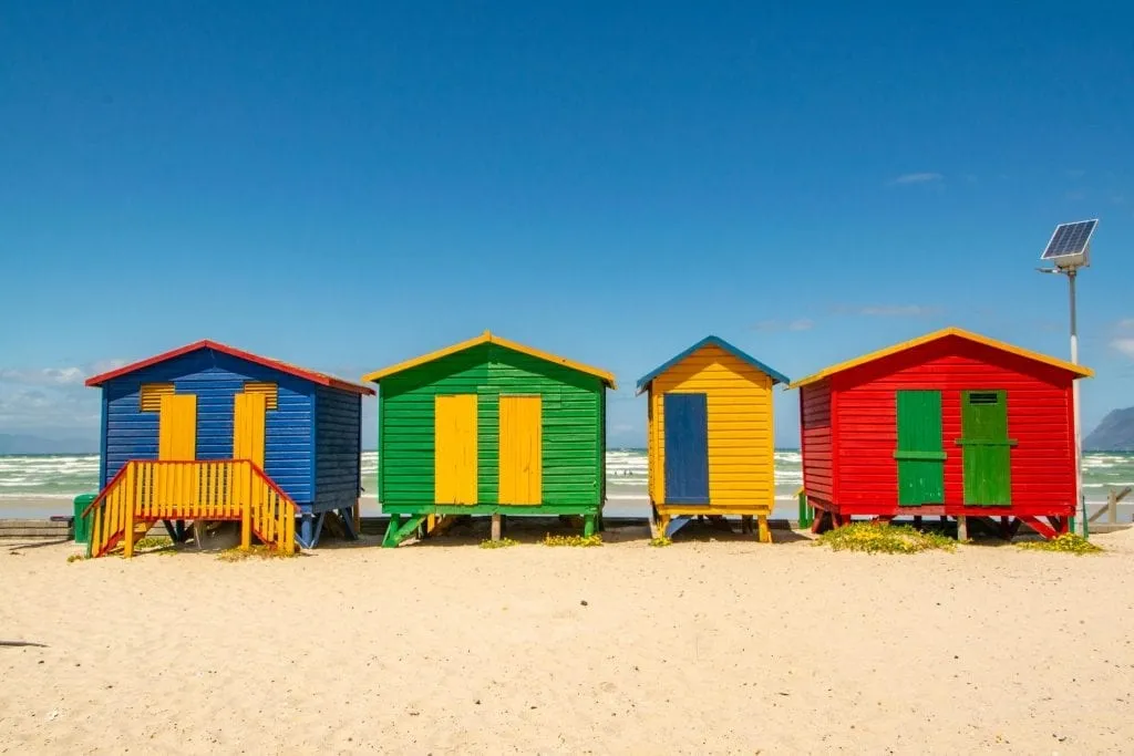 2 weeks in South Africa Itinerary: Beach Huts on Muizenberg Beach