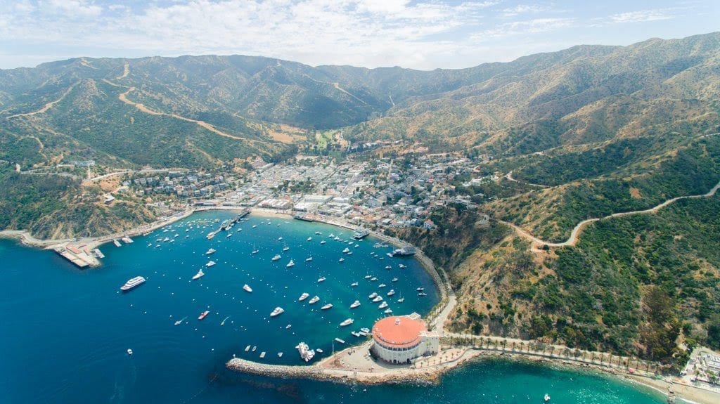 catalina island as seen from above, one of the most romantic places in usa for couples