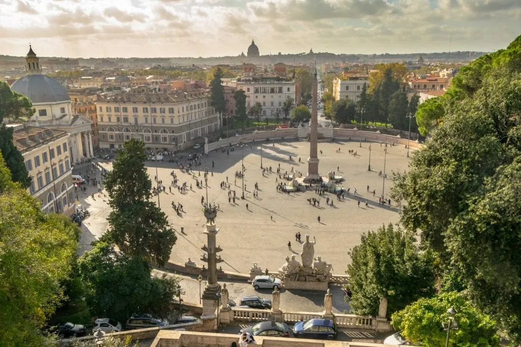 Piazza del Popolo as seen from pincio terrace on an itinerary rome italy