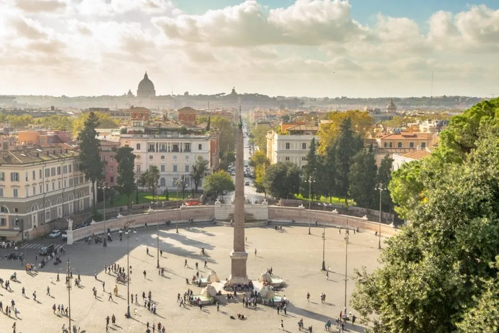 Piazzas in Rome: PIazza del Popolo viewed from Pincio Terrace
