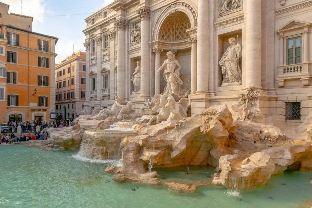 trevi fountain from the side on a 2 days in rome itinerary