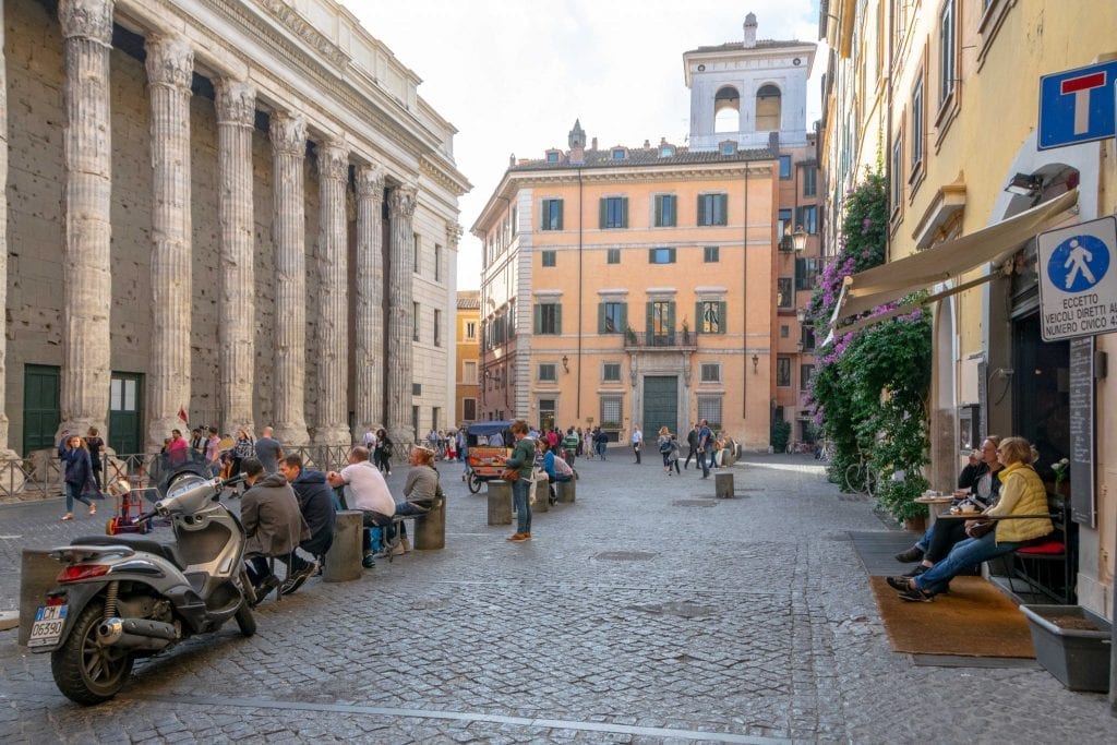 Piazza di Pietra with temple of hadrian to the left, one of the best rome piazzas to visit