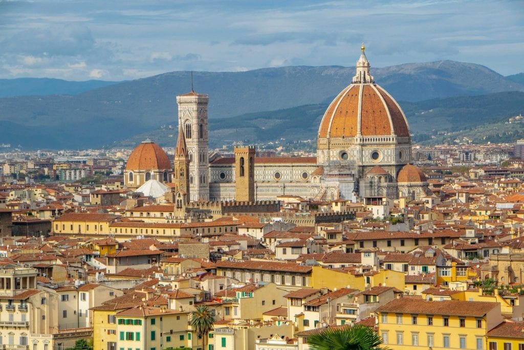Florence's Duomo as seen from the side at the Piazzale Michelangelo, one of the best places to visit in Italy