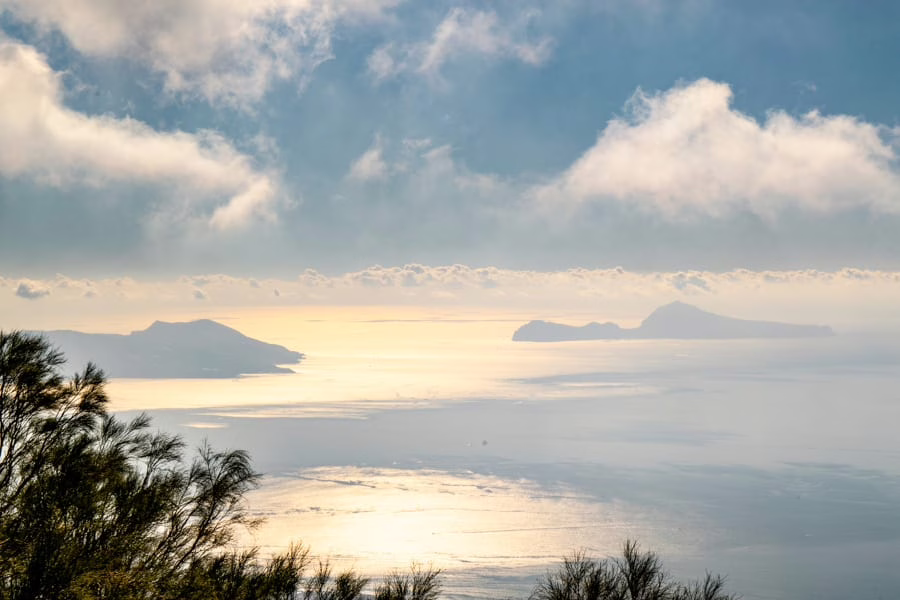 view of the bay of naples from mount vesuvius, as seen when visiting pompeii and mount vesuvius in one day