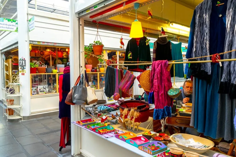 interior of trastevere market with best rome souvenirs for sale