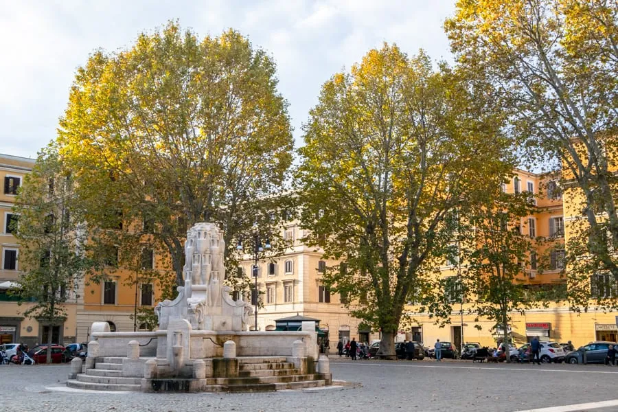 Piazza Testaccio in the fall, as seen during a rome itinerary 4 days