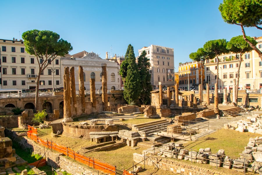 largo de torre argentina in rome italy as seen from above