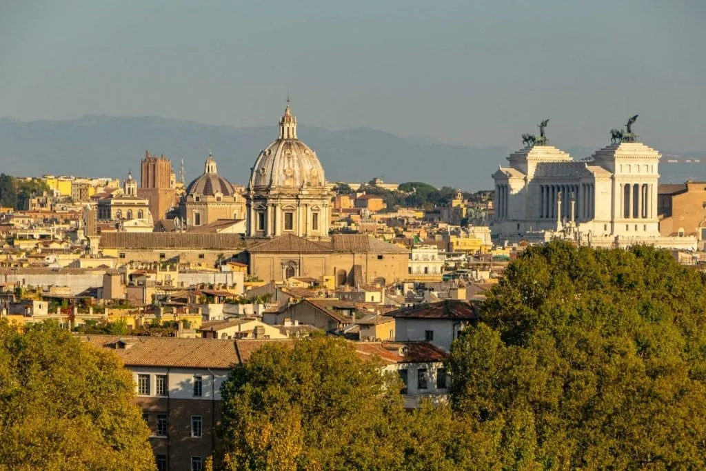 panoramic view of rome from janiculum terrace in trastever italy, one of the best hidden gems in rome