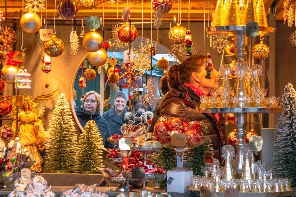 christmas market stall in vienna when visiting europe at christmas
