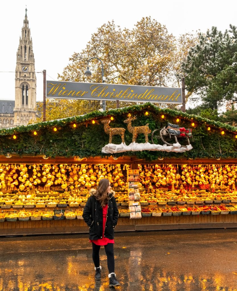 kate storm at one of the best christmas markets austria on a rainy day