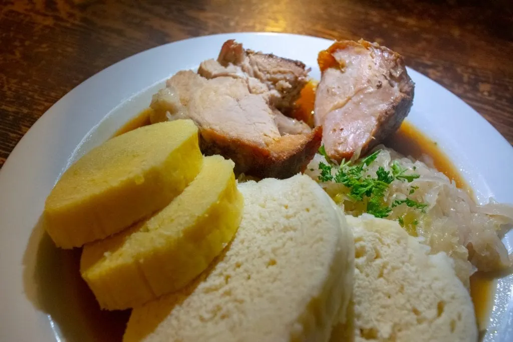 traditional czech meal during Český Krumlov in the Winter