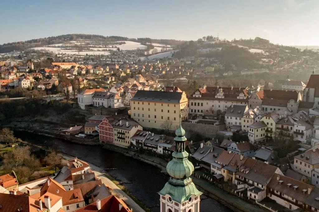 Vienna to Cesky Krumlov by Train: View of Cesky Krumlov from Castle Tower